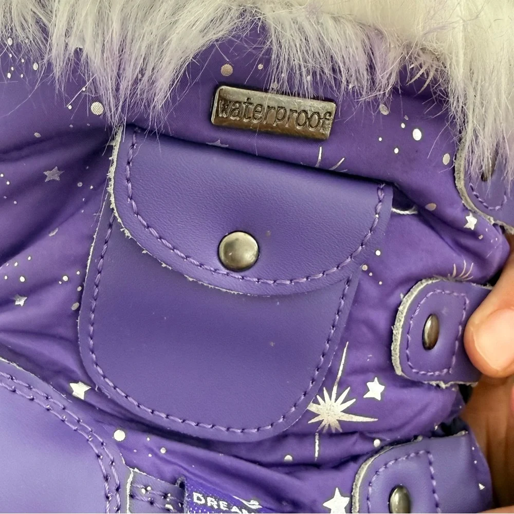 Cat & Jack Girls Winter Boots Size 10 Purple Faux Fur – Like New